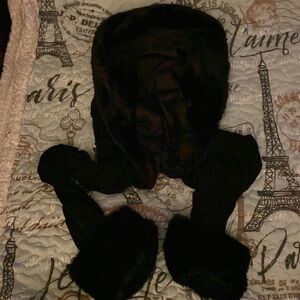 Black shrug with sleeves - fur collar and cuffs